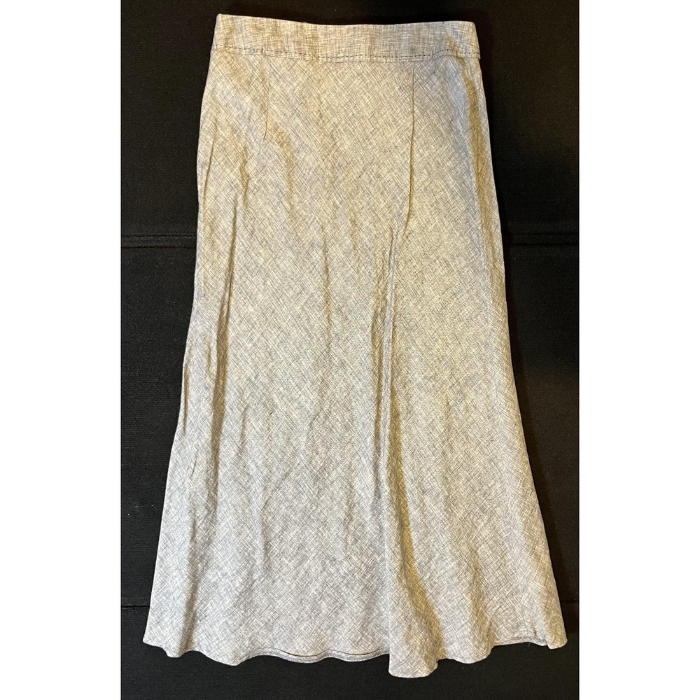 Saint Tropez West Skirt Womens 6 Gray Linen A Line Midi Lightweight Summer - Picture 3 of 7